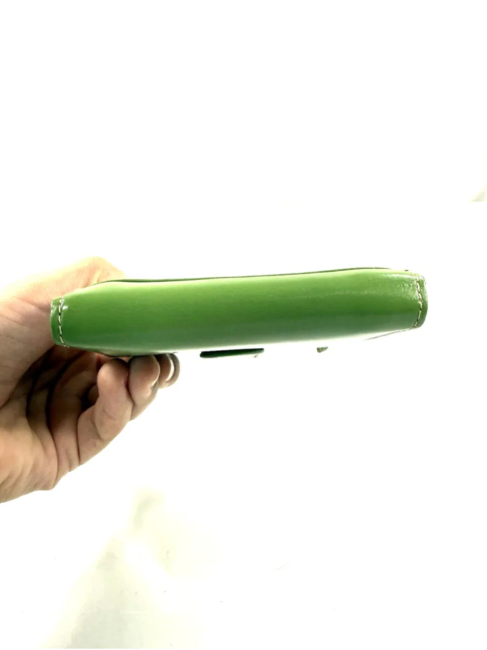 Buxton Green Leather Card Holder Wallet 3 id windows credit card and zip pocket